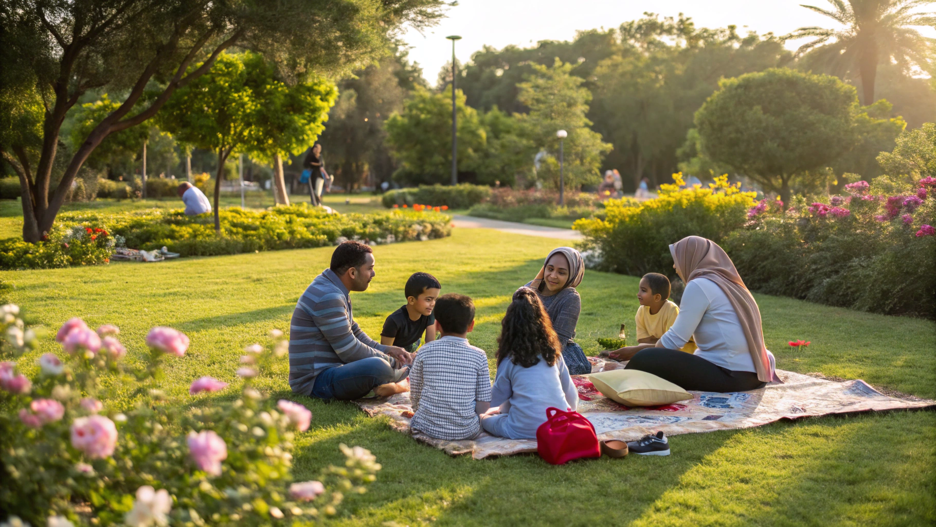 Families gathering at a community park event