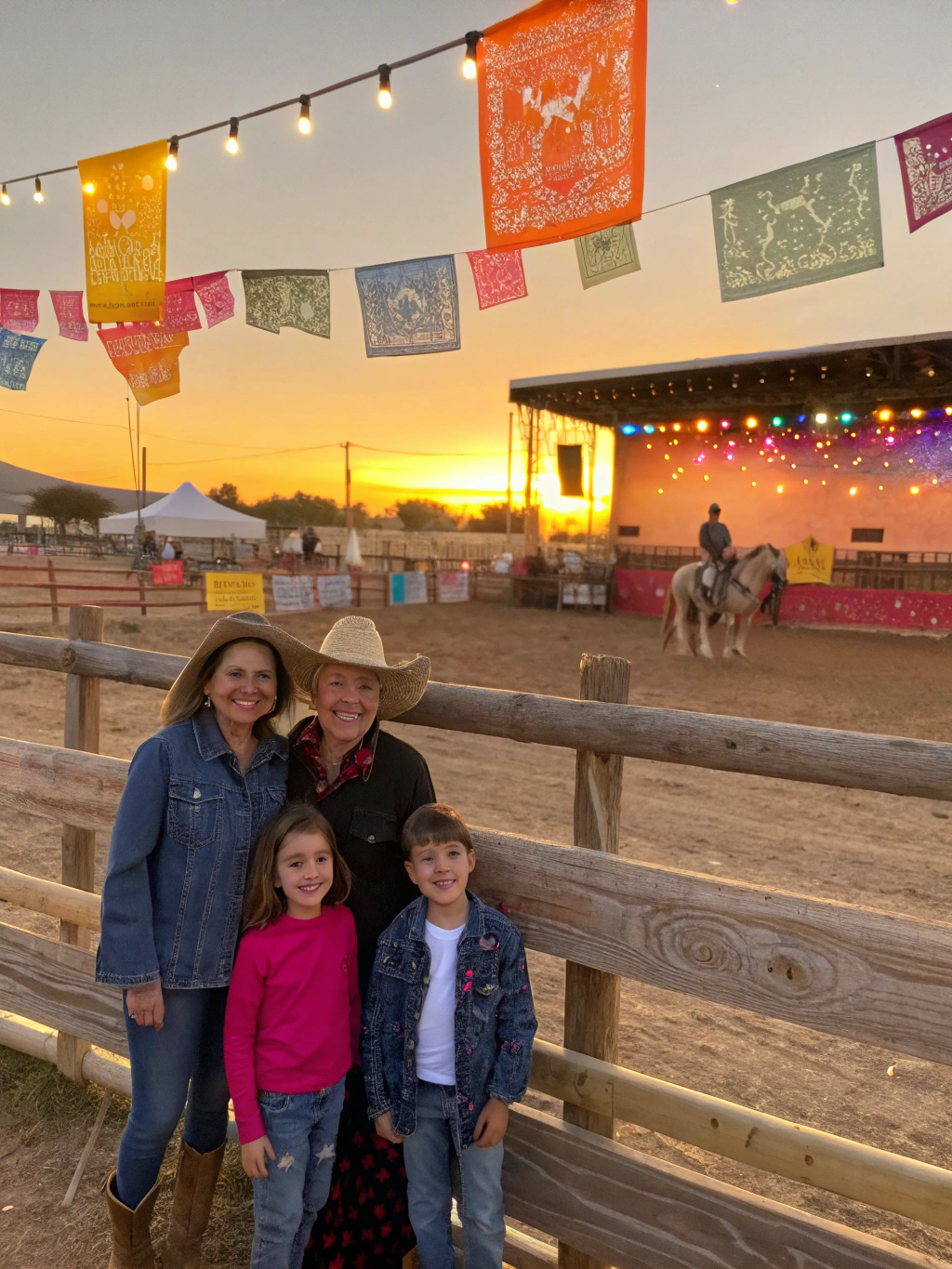 A happy family participating in a community event